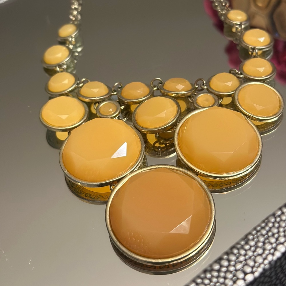 Peachy Orange Faux Gemstone Statement Necklace